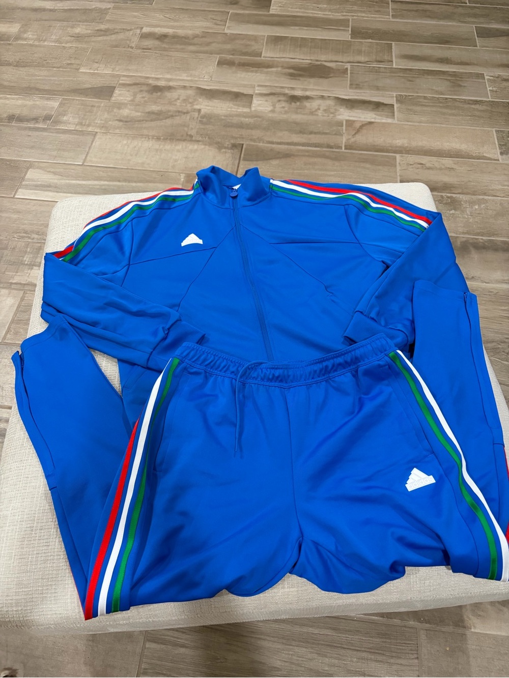 adidas Royal Blue Men's Track Jacket and Joggers with Multicolor Side Stripes
